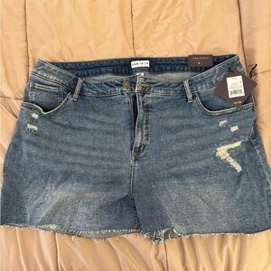 High-rise midi jean shorts